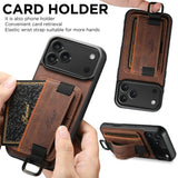 SUTENI-H13-For-iPhone-17-Pro-Case-Litchi-Texture-Leather-+-TPU-+-PC-Phone-Cover-with-Card-Holder-Kickstand-Brown