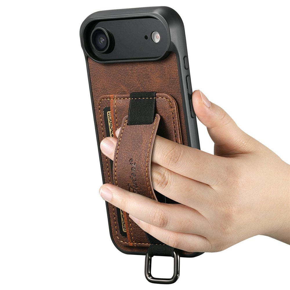 SUTENI-H13-For-iPhone-Air-Case-Litchi-Texture-Leather-+-TPU-+-PC-Phone-Cover-with-Card-Holder-Kickstand-Brown