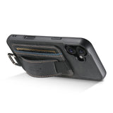 SUTENI-H13-For-iPhone-17-Case-Litchi-Texture-Leather-+-TPU-+-PC-Phone-Cover-with-Card-Holder-Kickstand-Black