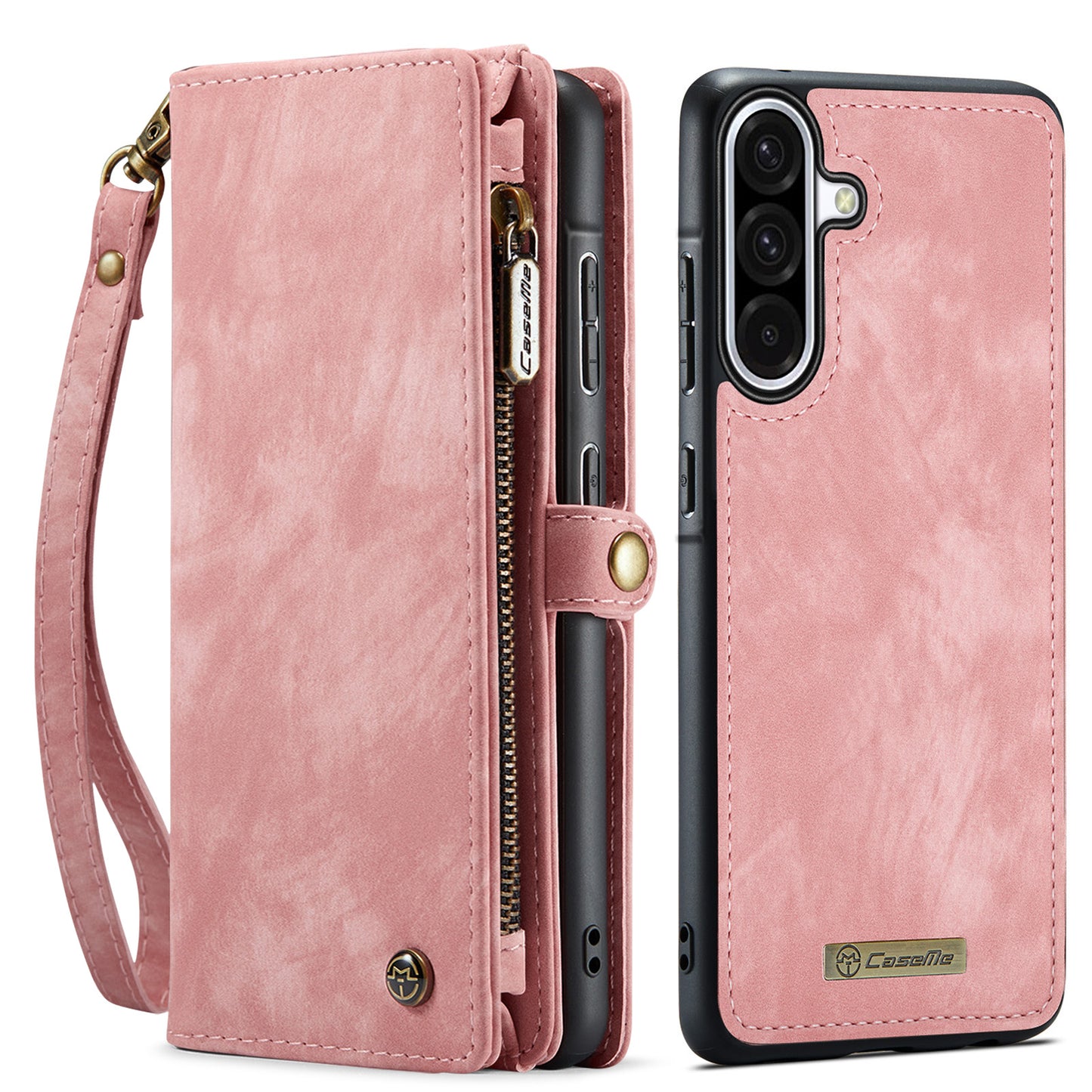 For-Samsung-Galaxy-A17-5G-/-A17-4G-Phone-Cases-CASEME-008-Leather-Cover-with-Detachable-Wallet-and-Strap-Pink