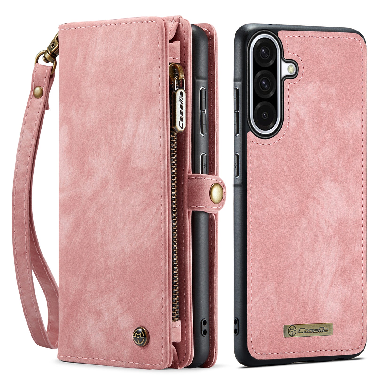 For-Samsung-Galaxy-A17-5G-/-A17-4G-Phone-Cases-CASEME-008-Leather-Cover-with-Detachable-Wallet-and-Strap-Pink