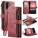 For-Samsung-Galaxy-A17-5G-/-A17-4G-Phone-Cases-with-Strap-CASEME-C30-Zipper-Multiple-Card-Holder-PU-Leather-Cover-Red