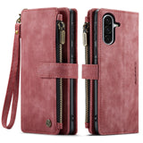 For-Samsung-Galaxy-A17-5G-/-A17-4G-Phone-Cases-with-Strap-CASEME-C30-Zipper-Multiple-Card-Holder-PU-Leather-Cover-Red