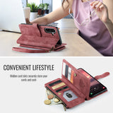 For-Samsung-Galaxy-A17-5G-/-A17-4G-Phone-Cases-with-Strap-CASEME-C30-Zipper-Multiple-Card-Holder-PU-Leather-Cover-Red