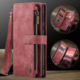 For-Samsung-Galaxy-A17-5G-/-A17-4G-Phone-Cases-with-Strap-CASEME-C30-Zipper-Multiple-Card-Holder-PU-Leather-Cover-Red