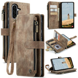 For-Samsung-Galaxy-A17-5G-/-A17-4G-Phone-Cases-with-Strap-CASEME-C30-Zipper-Multiple-Card-Holder-PU-Leather-Cover-Brown