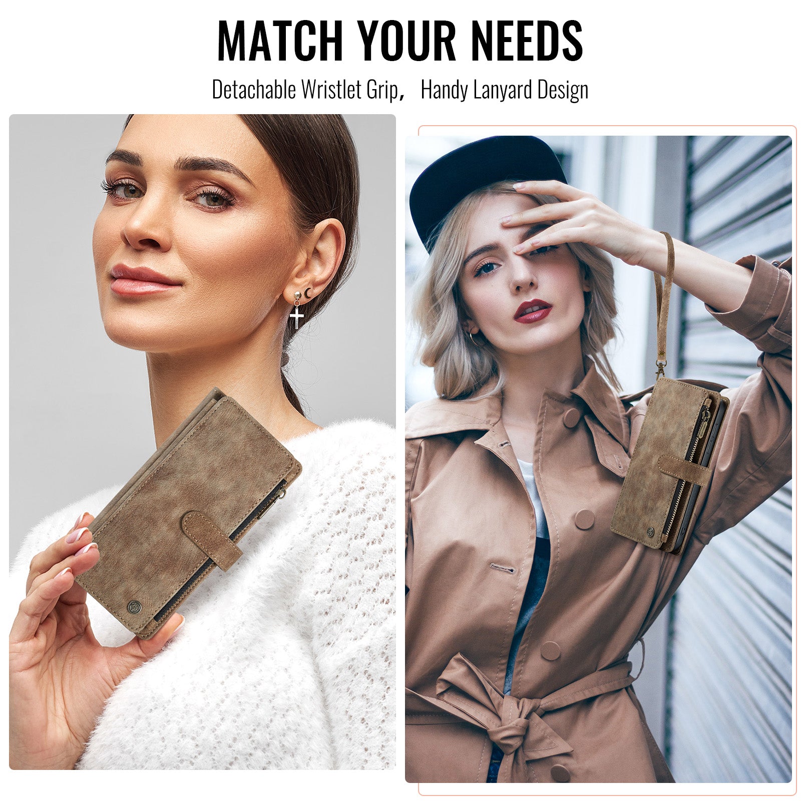 For-Samsung-Galaxy-A17-5G-/-A17-4G-Phone-Cases-with-Strap-CASEME-C30-Zipper-Multiple-Card-Holder-PU-Leather-Cover-Brown