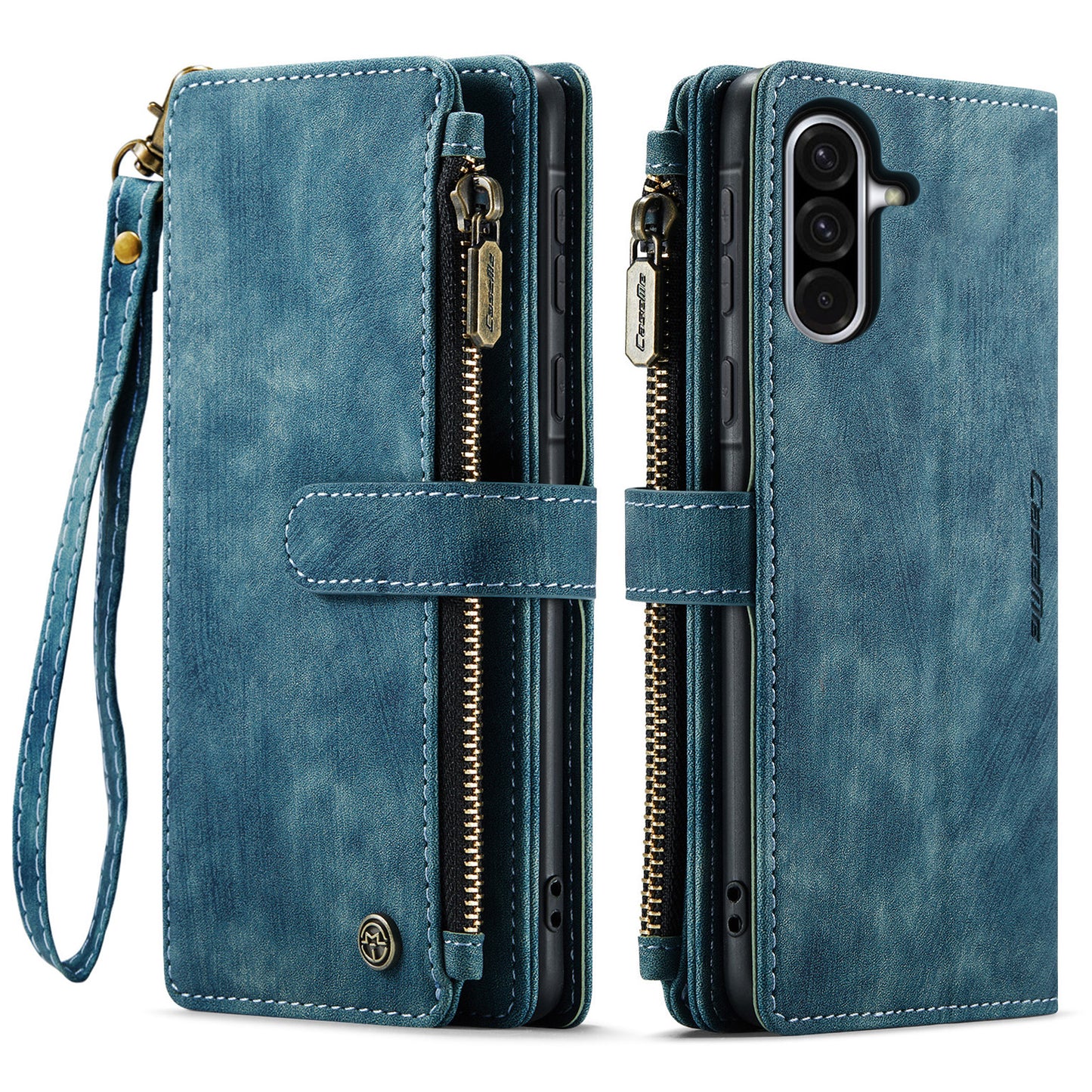 For-Samsung-Galaxy-A17-5G-/-A17-4G-Phone-Cases-with-Strap-CASEME-C30-Zipper-Multiple-Card-Holder-PU-Leather-Cover-Blue