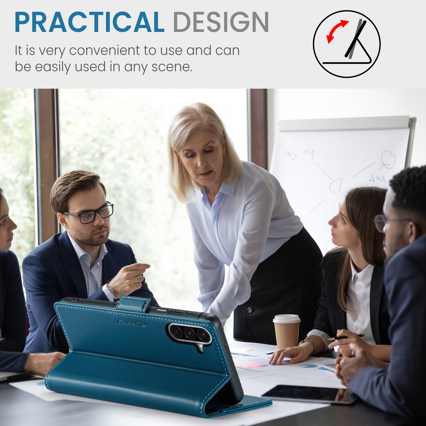 For-Samsung-Galaxy-A17-5G-/-A17-4G-Case-CASEME-023-Series-RFID-Blocking-Glossy-Stand-Phone-Cover-Blue