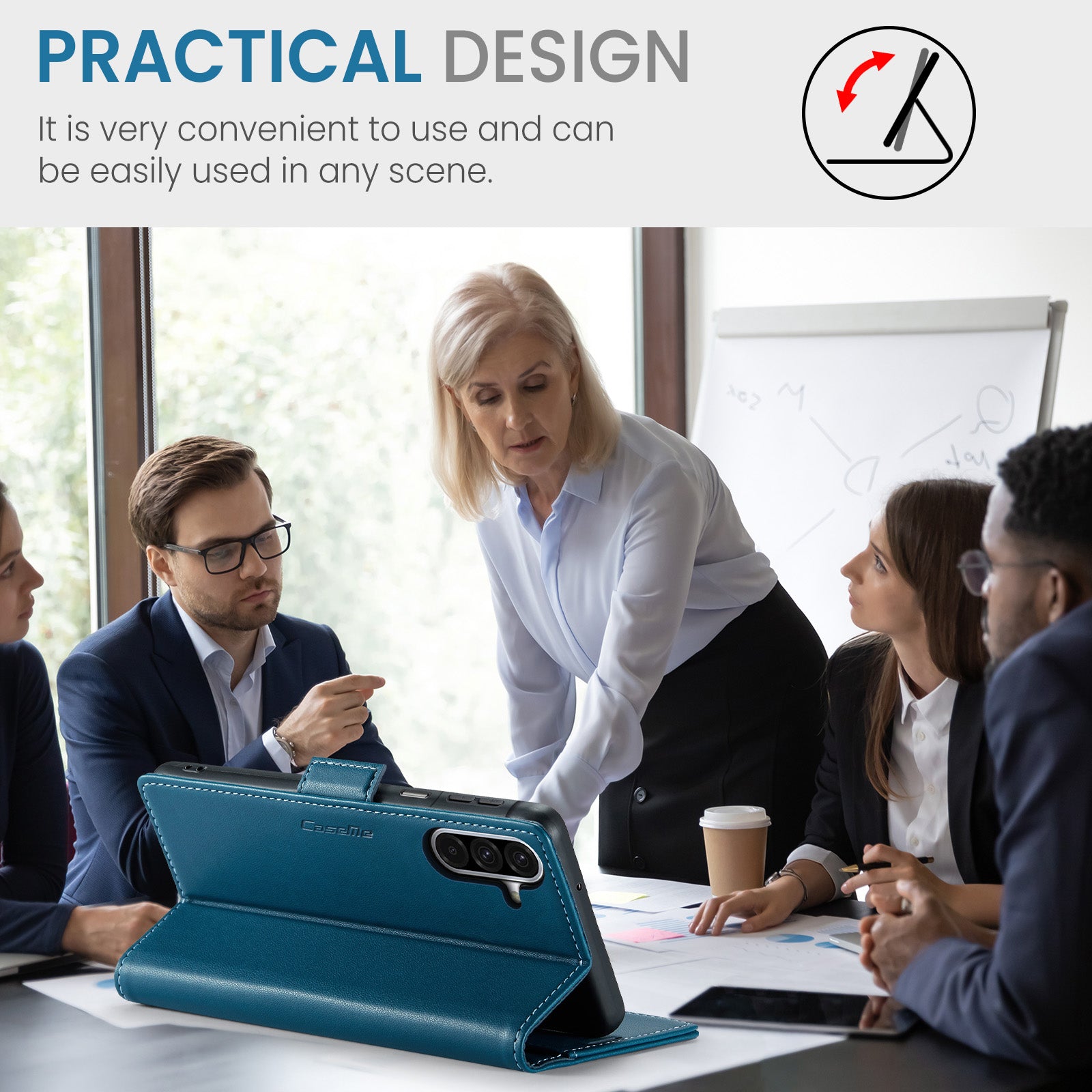 For-Samsung-Galaxy-A17-5G-/-A17-4G-Case-CASEME-023-Series-RFID-Blocking-Glossy-Stand-Phone-Cover-Blue