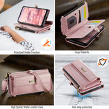 For-Samsung-Galaxy-A17-5G-/-A17-4G-Case-CASEME-C39-RFID-Blocking-Zipper-Wallet-Stand-Leather-Cover-with-Strap-Pink