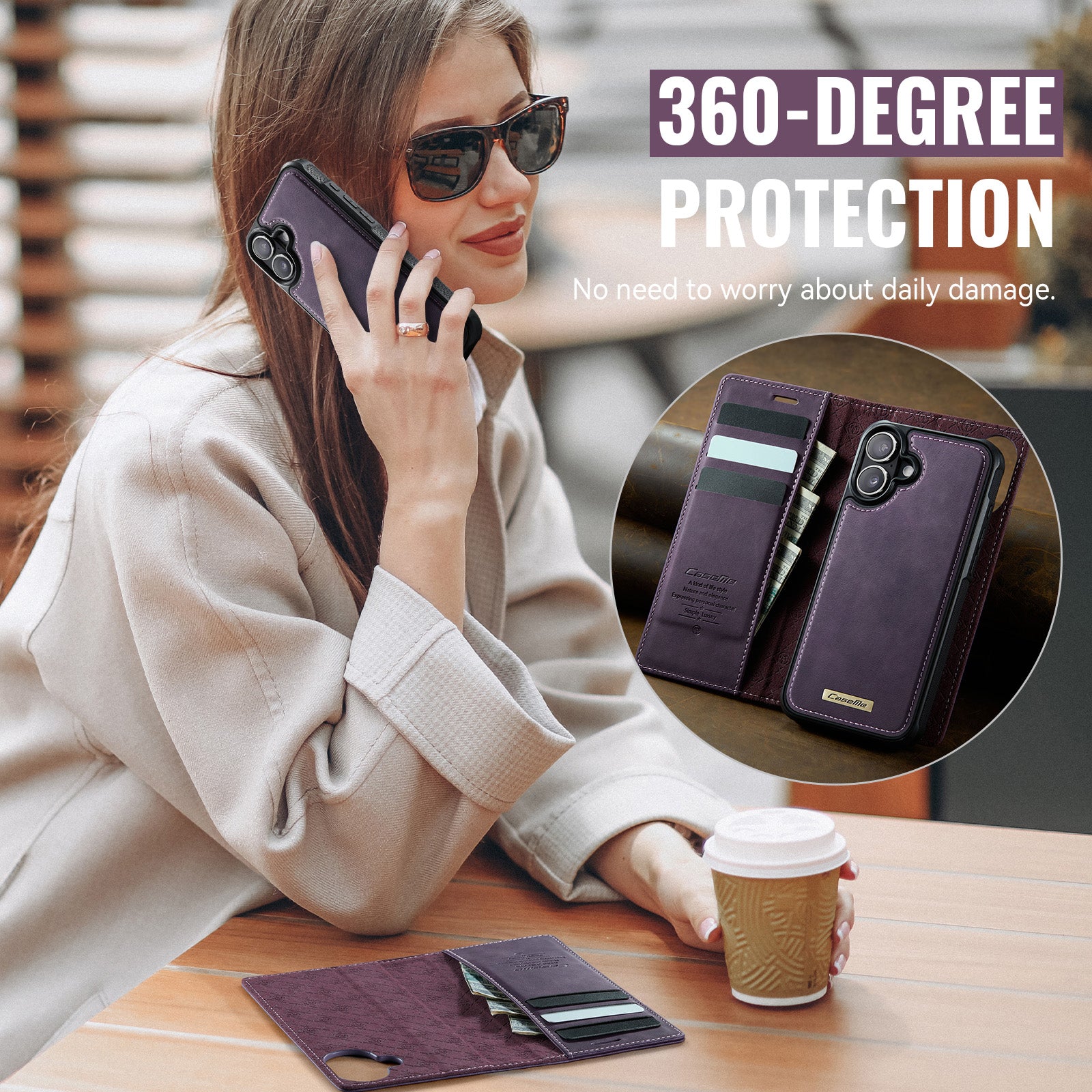 For-iPhone-17-Case-CASEME-C49-Compatible-with-MagSafe-RFID-Blocking-Detachable-Wallet-Leather-Phone-Cover-Purple