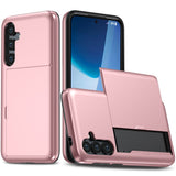 AMORUS-For-Samsung-Galaxy-A36-5G-Case-with-Sliding-Card-Holder-PC-TPU-Phone-Back-Cover-Rose-Gold