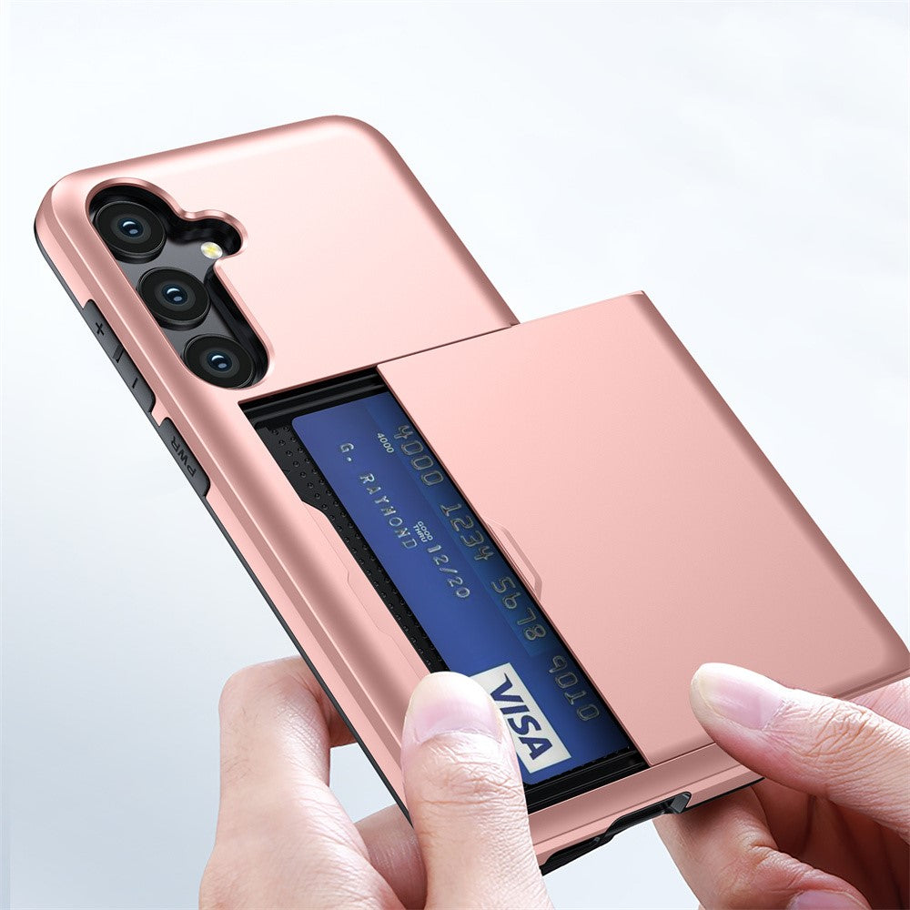 AMORUS-For-Samsung-Galaxy-A36-5G-Case-with-Sliding-Card-Holder-PC-TPU-Phone-Back-Cover-Rose-Gold