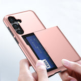AMORUS-For-Samsung-Galaxy-A36-5G-Case-with-Sliding-Card-Holder-PC-TPU-Phone-Back-Cover-Rose-Gold