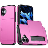 AMORUS-For-iPhone-17-Case-with-Sliding-Card-Holder-PC-TPU-Phone-Back-Cover-Pink