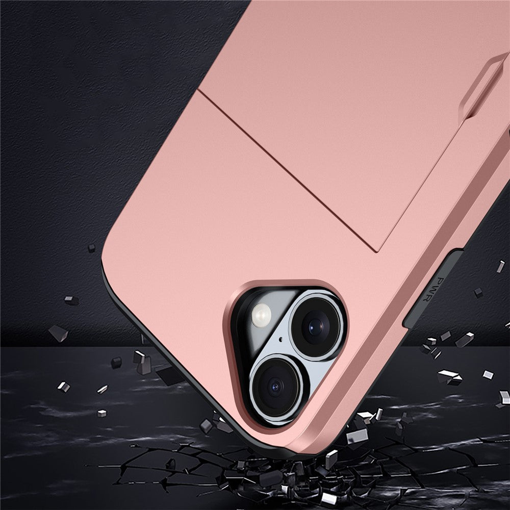 AMORUS-For-iPhone-17-Case-with-Sliding-Card-Holder-PC-TPU-Phone-Back-Cover-Pink