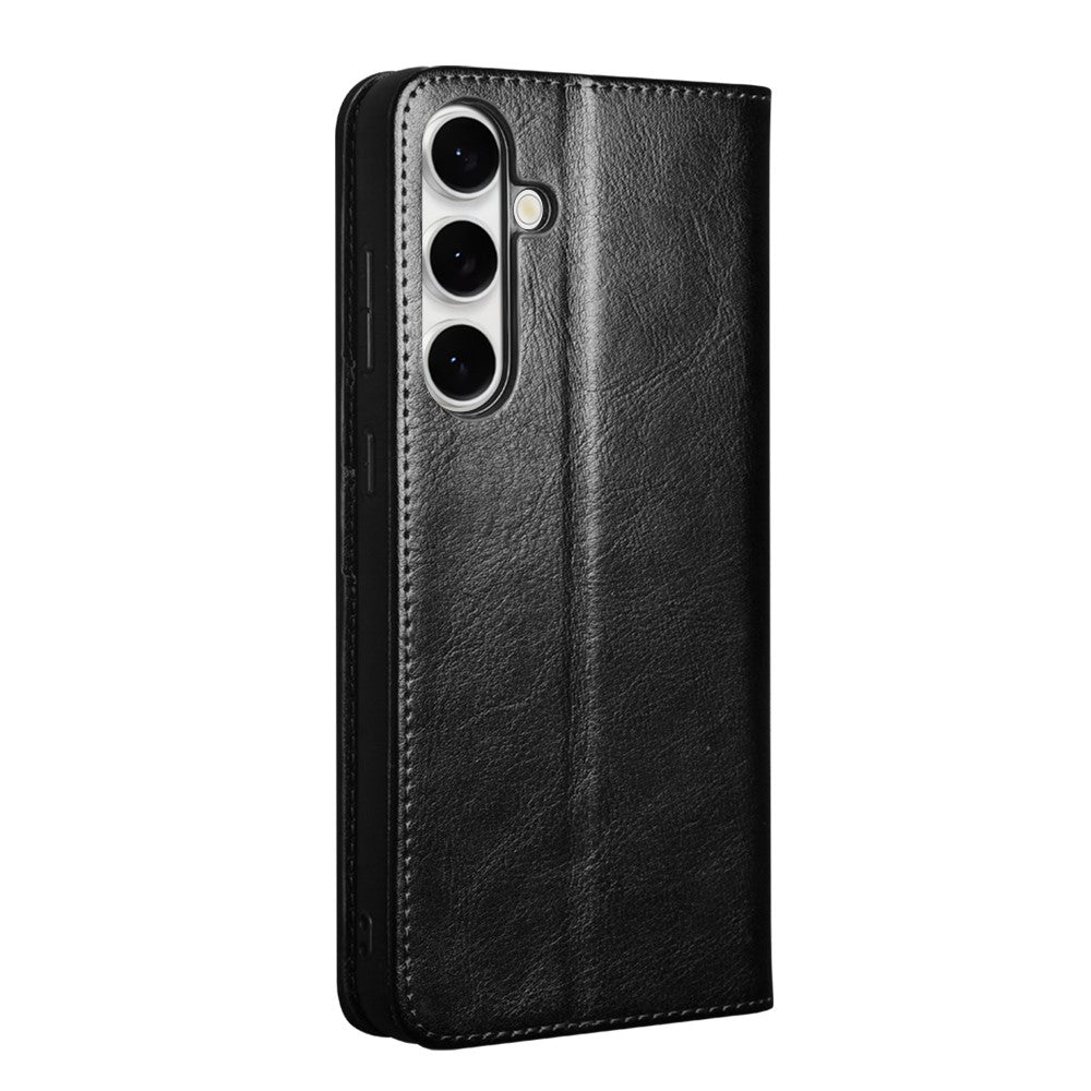 QIALINO-For-Samsung-Galaxy-S25-FE-Case-Wallet-Stand-Genuine-Cow-Leather-Phone-Cover-Black