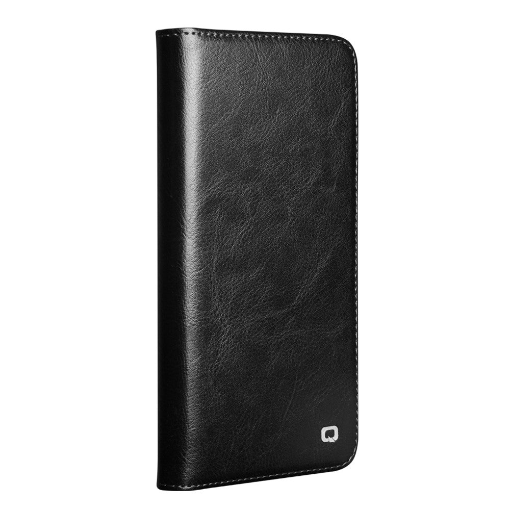 QIALINO-For-Samsung-Galaxy-S25-FE-Case-Wallet-Stand-Genuine-Cow-Leather-Phone-Cover-Black