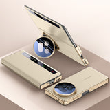 For-Honor-Magic-V5-5G-Case-Smart-View-Window-Leather-Phone-Cover-with-Metal-Lens-Kickstand-Gold