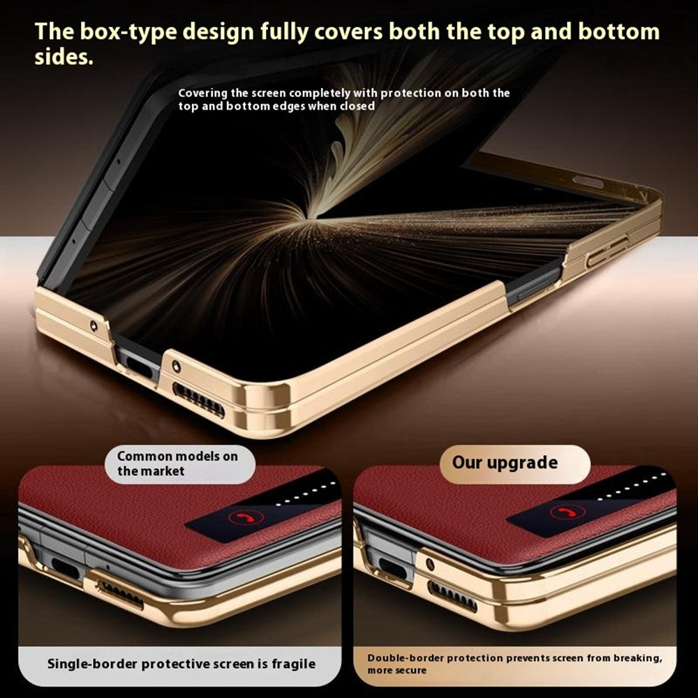 For-Honor-Magic-V5-5G-Case-Smart-View-Window-Leather-Phone-Cover-with-Metal-Lens-Kickstand-Gold