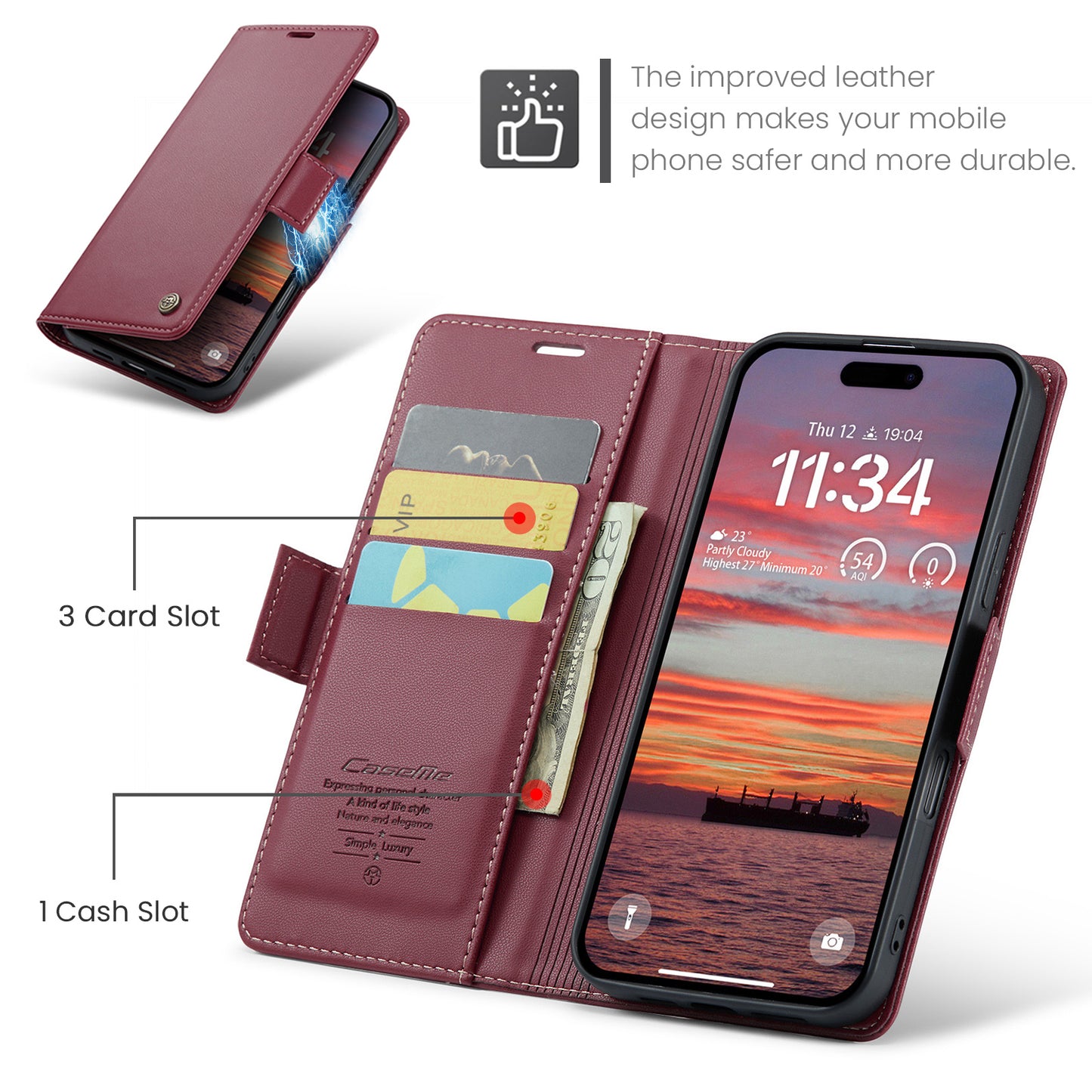For-iPhone-Air-Case-CASEME-023-Series-RFID-Blocking-Glossy-Stand-Phone-Cover-Red