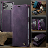 For-iPhone-17-Pro-Case-CASEME-033-Series-RFID-Blocking-Wallet-Stand-Calf-Texture-Leather-Phone-Cover-Purple