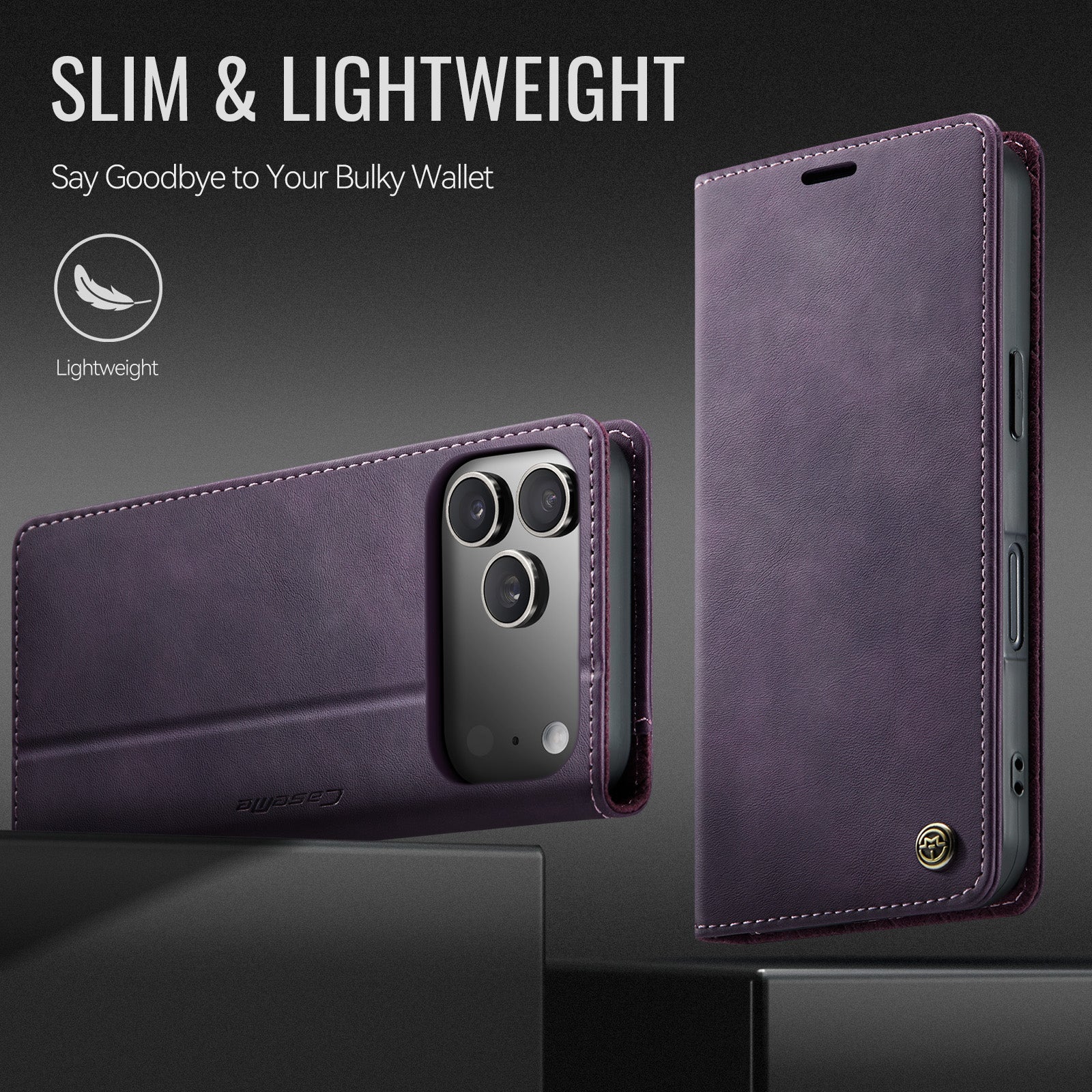 For-iPhone-17-Pro-Case-CASEME-033-Series-RFID-Blocking-Wallet-Stand-Calf-Texture-Leather-Phone-Cover-Purple