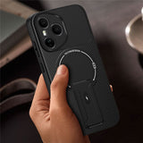 For-Honor-400-Pro-5G-(Global)-Case-with-Kickstand-Carbon-Fiber-Texture-PC-+-TPU-Phone-Cover-Black