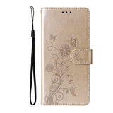 For-Honor-400-Smart-5G-/-4G-/-X7d-4G-Leather-Case-Butterfly-Floral-Imprint-Wallet-Stand-Cover-Golden