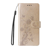 For-Honor-400-Smart-5G-/-4G-/-X7d-4G-Leather-Case-Butterfly-Floral-Imprint-Wallet-Stand-Cover-Golden