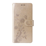 For-Honor-400-Smart-5G-/-4G-/-X7d-4G-Leather-Case-Butterfly-Floral-Imprint-Wallet-Stand-Cover-Golden