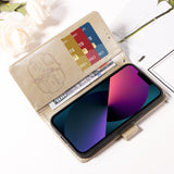 For-Honor-400-Smart-5G-/-4G-/-X7d-4G-Leather-Case-Butterfly-Floral-Imprint-Wallet-Stand-Cover-Golden