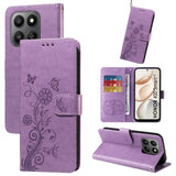 For-Honor-400-Smart-5G-/-4G-/-X7d-4G-Leather-Case-Butterfly-Floral-Imprint-Wallet-Stand-Cover-Purple