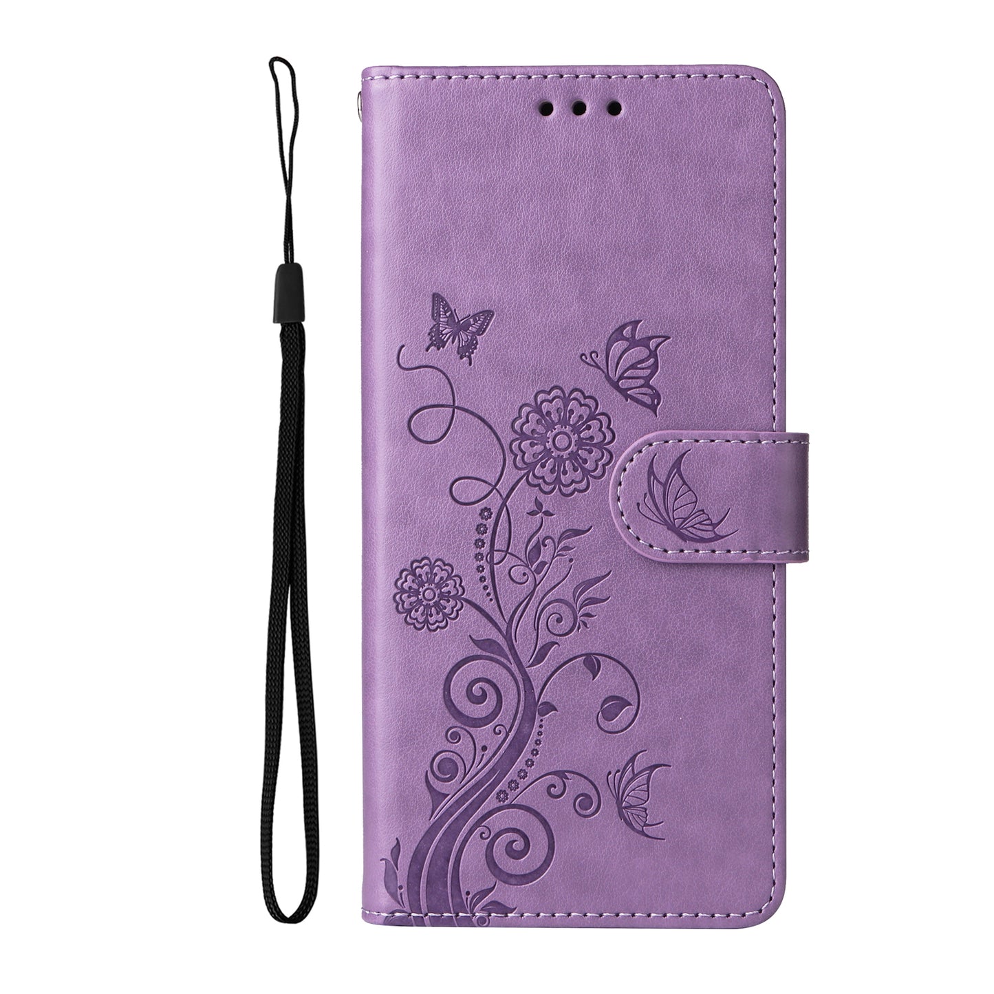 For-Honor-400-Smart-5G-/-4G-/-X7d-4G-Leather-Case-Butterfly-Floral-Imprint-Wallet-Stand-Cover-Purple