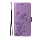 For-Honor-400-Smart-5G-/-4G-/-X7d-4G-Leather-Case-Butterfly-Floral-Imprint-Wallet-Stand-Cover-Purple