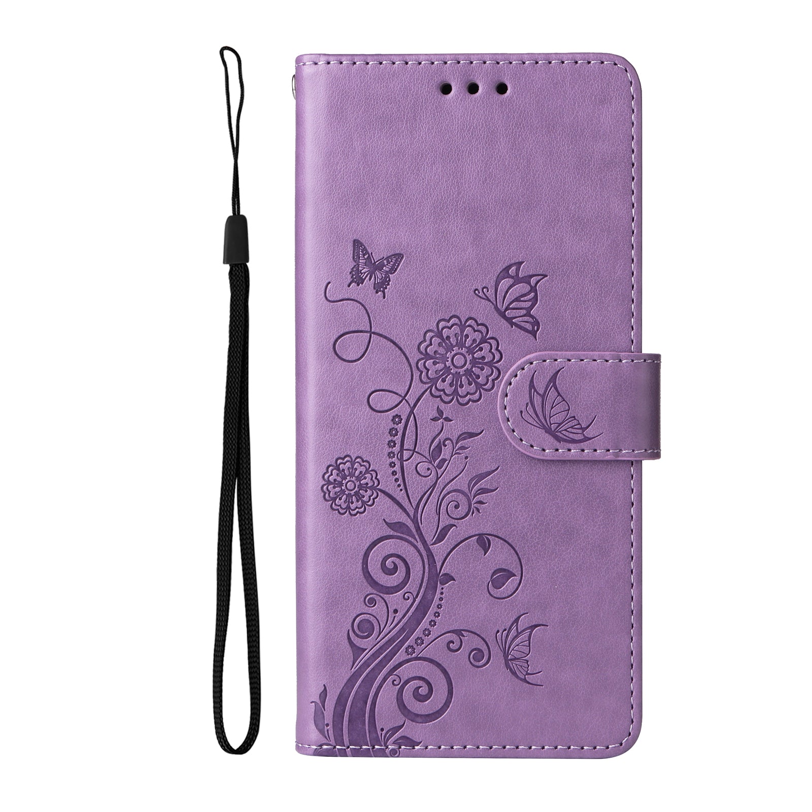 For-Honor-400-Smart-5G-/-4G-/-X7d-4G-Leather-Case-Butterfly-Floral-Imprint-Wallet-Stand-Cover-Purple