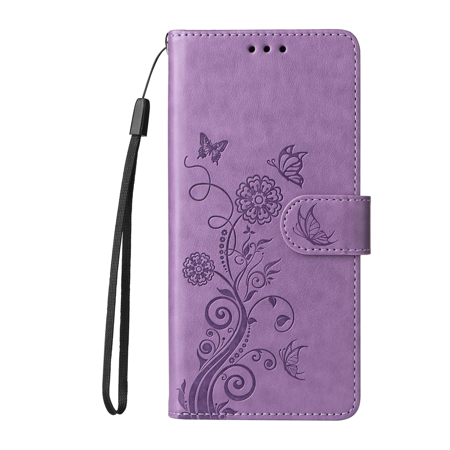 For-Honor-400-Smart-5G-/-4G-/-X7d-4G-Leather-Case-Butterfly-Floral-Imprint-Wallet-Stand-Cover-Purple
