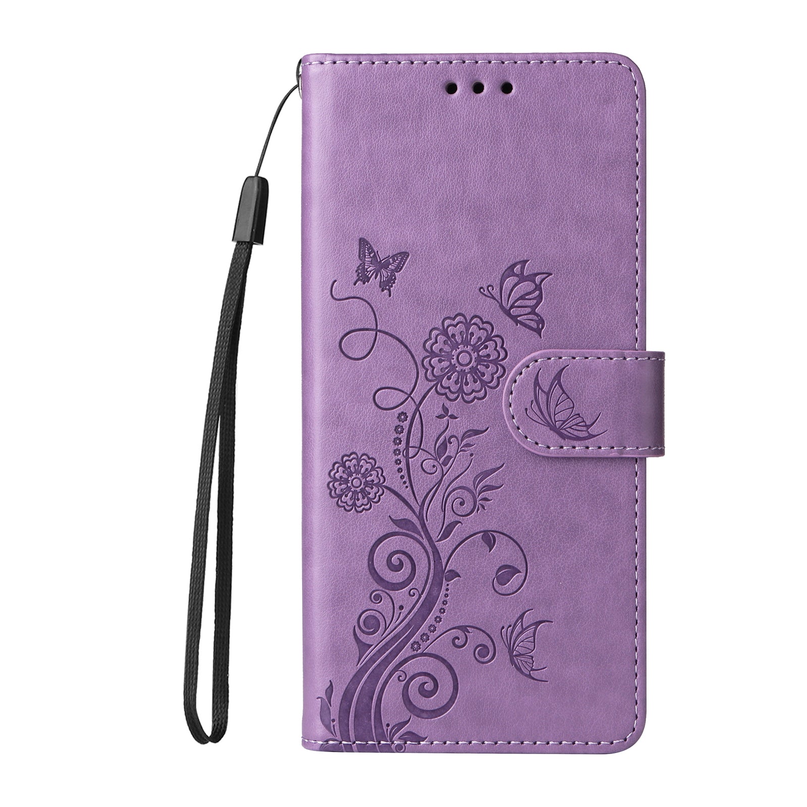 For-Honor-400-Smart-5G-/-4G-/-X7d-4G-Leather-Case-Butterfly-Floral-Imprint-Wallet-Stand-Cover-Purple