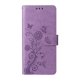 For-Honor-400-Smart-5G-/-4G-/-X7d-4G-Leather-Case-Butterfly-Floral-Imprint-Wallet-Stand-Cover-Purple