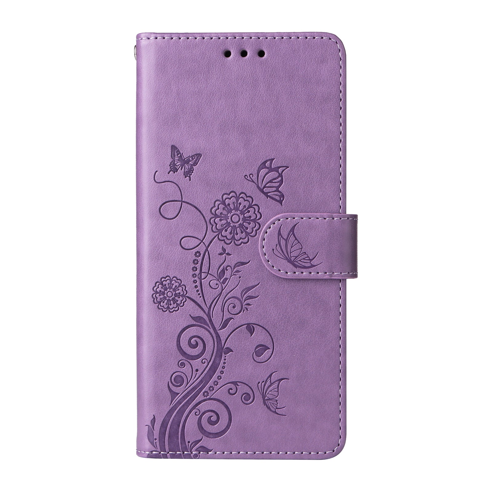 For-Honor-400-Smart-5G-/-4G-/-X7d-4G-Leather-Case-Butterfly-Floral-Imprint-Wallet-Stand-Cover-Purple