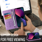 For-Honor-400-Smart-5G-/-4G-/-X7d-4G-Leather-Case-Butterfly-Floral-Imprint-Wallet-Stand-Cover-Purple