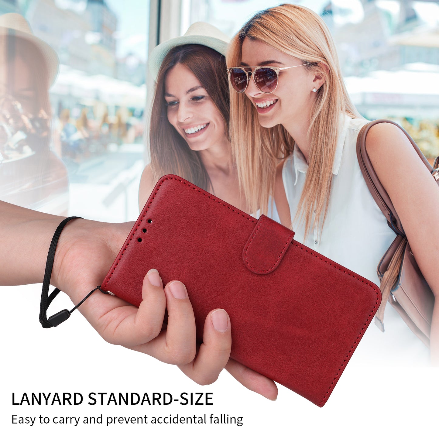 For-Xiaomi-Redmi-15-4G-(EU)-(171mm)-Case-Wallet-PU-Leather-Folio-Flip-Phone-Cover-Red
