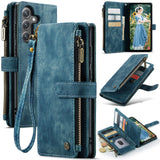 For-Samsung-Galaxy-S25-FE-Phone-Cases-with-Strap-CASEME-C30-Zipper-Multiple-Card-Holder-PU-Leather-Cover-Blue