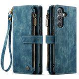 For-Samsung-Galaxy-S25-FE-Phone-Cases-with-Strap-CASEME-C30-Zipper-Multiple-Card-Holder-PU-Leather-Cover-Blue
