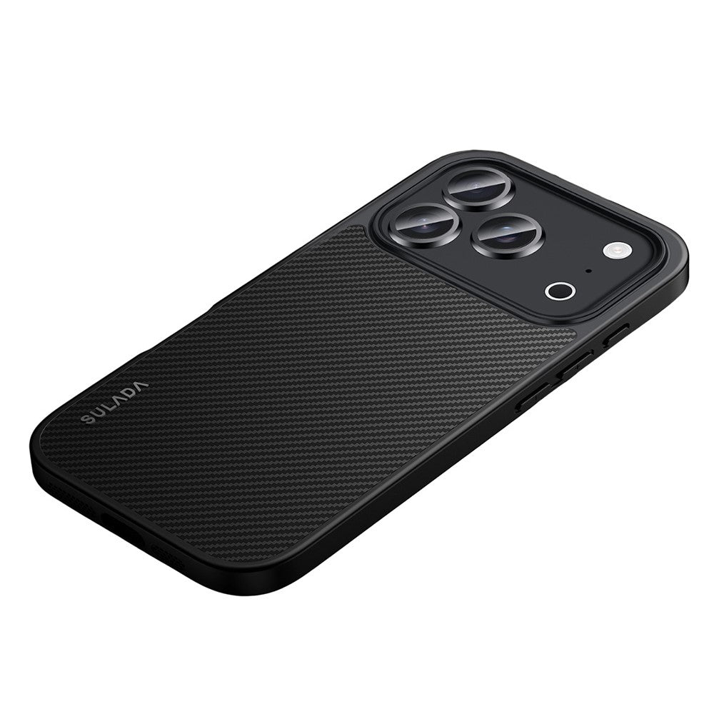 SULADA-For-iPhone-17-Pro-Case-Compatible-with-MagSafe-Metal-Lens-Frame-PU+TPU-Phone-Cover-Black