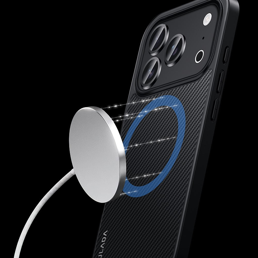 SULADA-For-iPhone-17-Pro-Case-Compatible-with-MagSafe-Metal-Lens-Frame-PU+TPU-Phone-Cover-Black