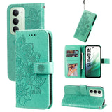 For-Xiaomi-Redmi-15-4G-(EU)-(171mm)-Case-Floral-Pattern-PU-Leather-Wallet-Stand-Phone-Cover-Green