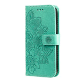 For-Xiaomi-Redmi-15-4G-(EU)-(171mm)-Case-Floral-Pattern-PU-Leather-Wallet-Stand-Phone-Cover-Green