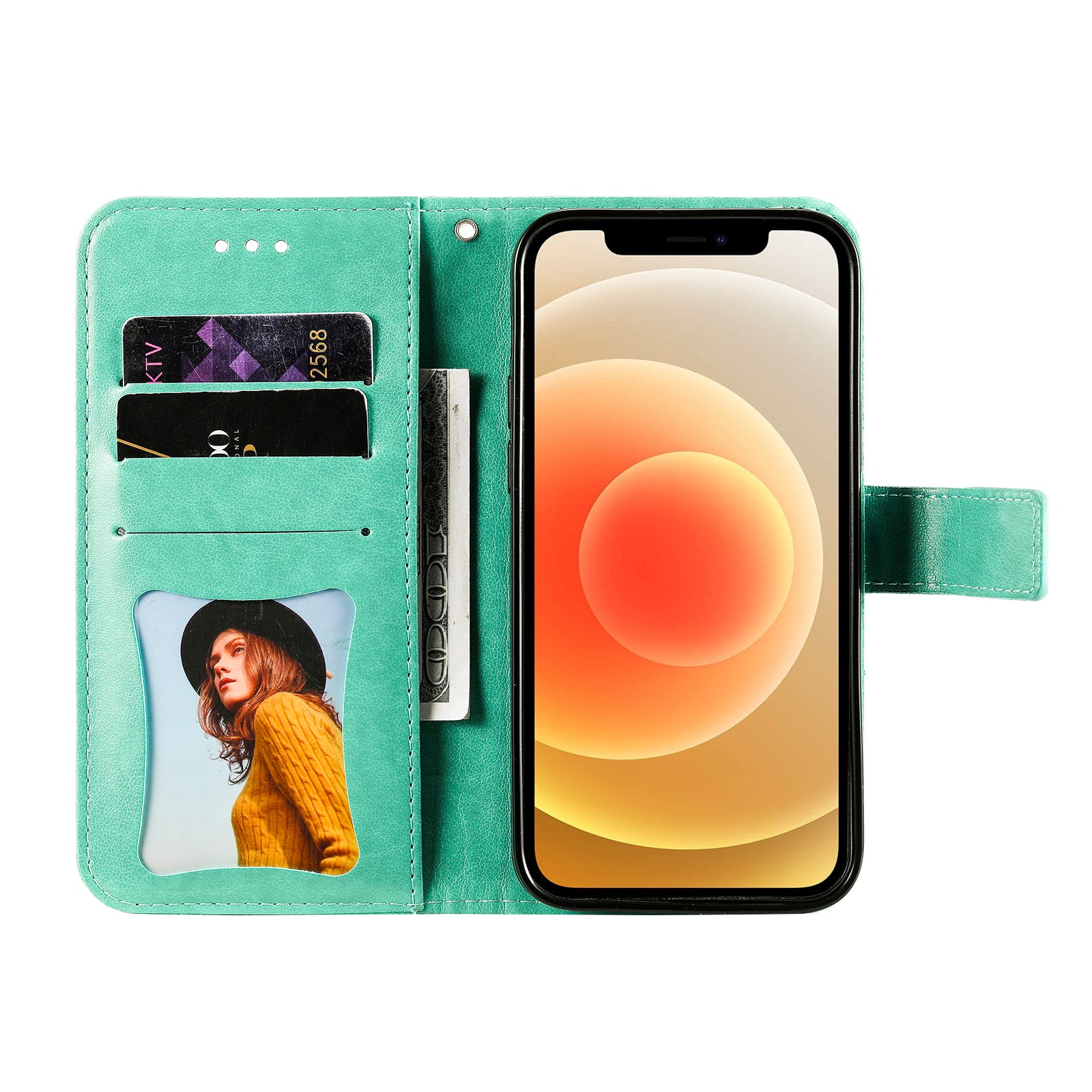 For-Xiaomi-Redmi-15-4G-(EU)-(171mm)-Case-Floral-Pattern-PU-Leather-Wallet-Stand-Phone-Cover-Green